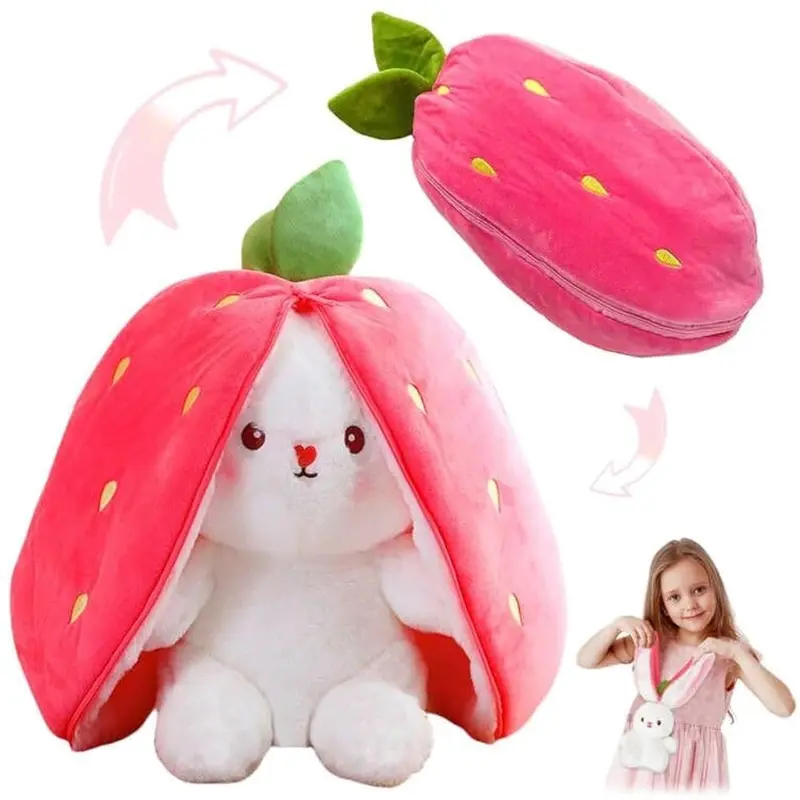 Lapin en peluche en forme de fraise
