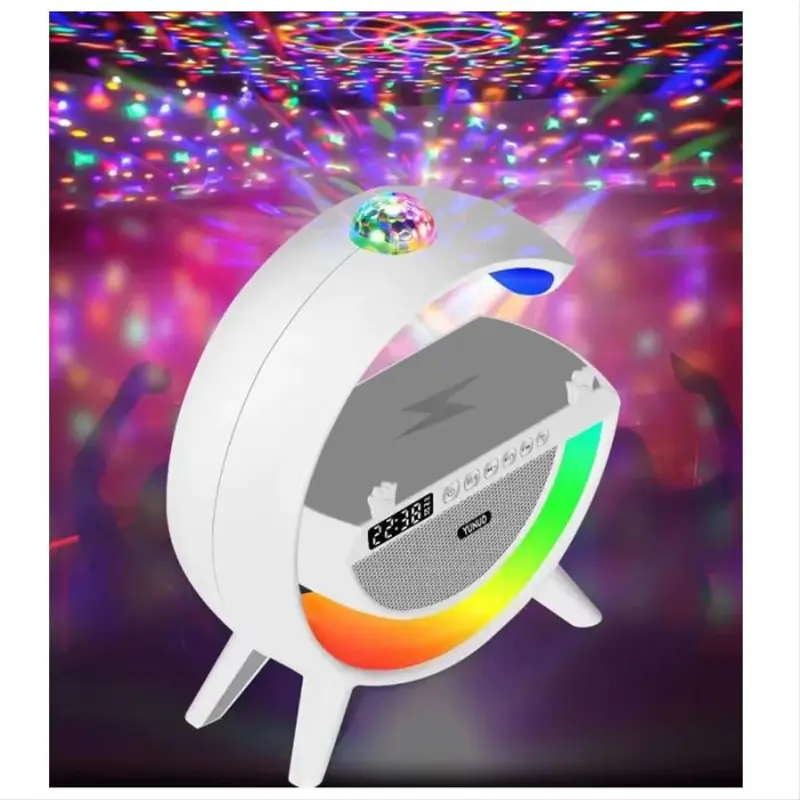 Lampe Led 3 en 1 -Jeu De Lumière Et Haut-Parleur Bluetooth + Chargeur Sans Fil