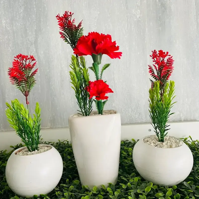 Lot de 3 Plantes Décoratives Rouges