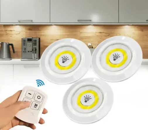 Pack 3 Spots Led Sans Fils Avec Télécommande