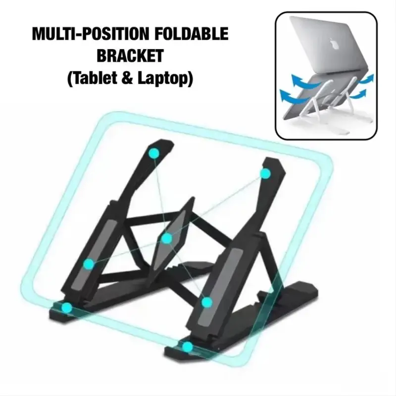 Support Laptop Pliable en Plastique Dur – Léger et Réglable