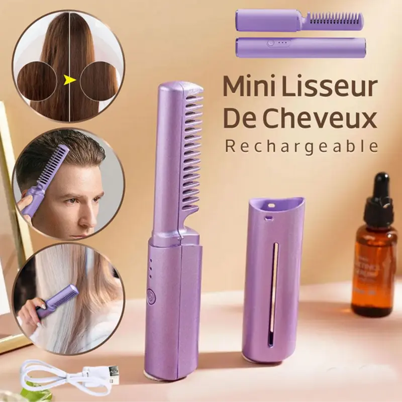 Mini lisseur de cheveux rechargeable