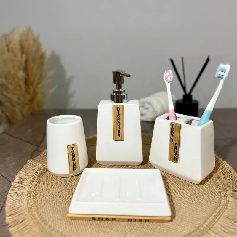 Set Accessoires Salle de Bain 4 Pièces BLANC