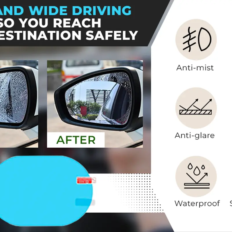 Lot de 2 Film Antibuée pour Miroir – pour Rétroviseur et Vitres de Voiture