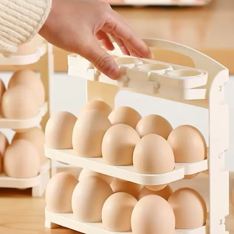علبة تخزين بيض قابلة للطي بـ 3 طبقات