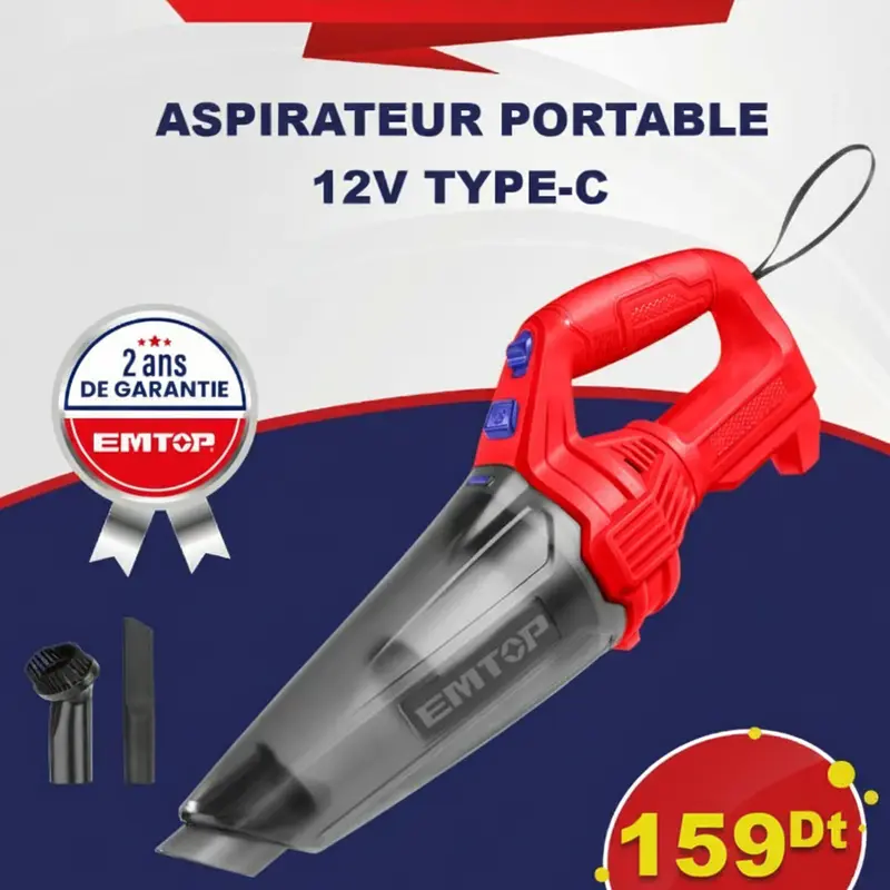 Aspirateur sans fil EMTOP 12v