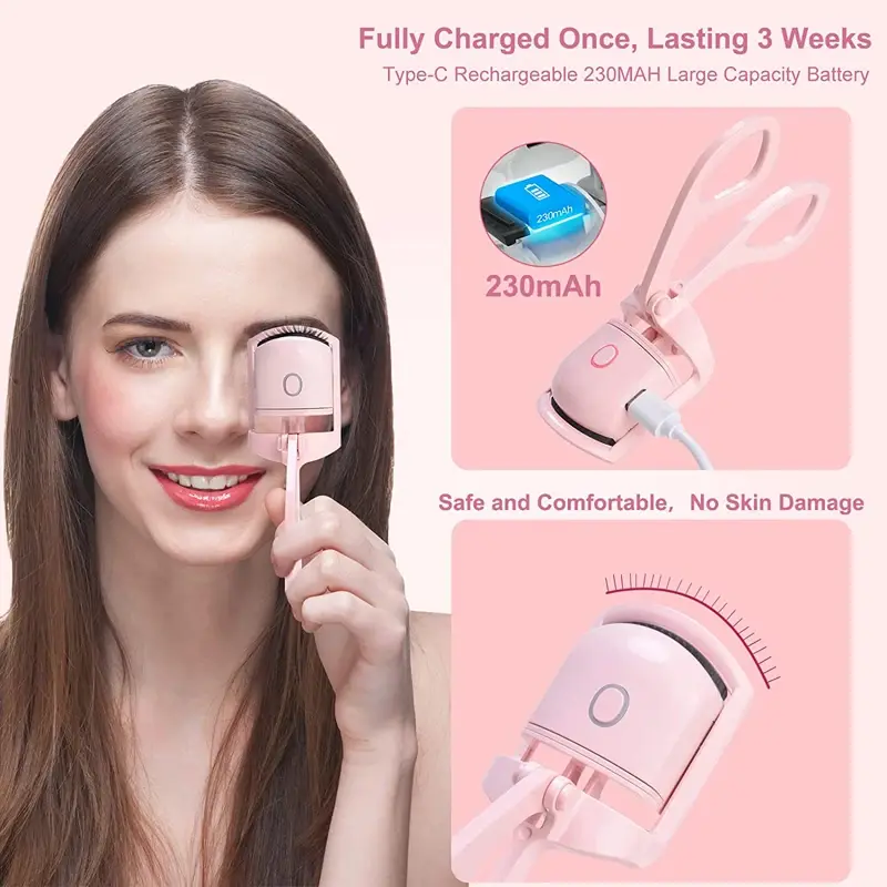 Heated Eyelashes Curler Portable USB Rechargeable Electric