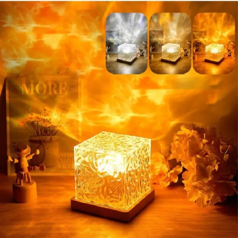 Lampe Cube Cristal Aurora Effet Lumière Nordique