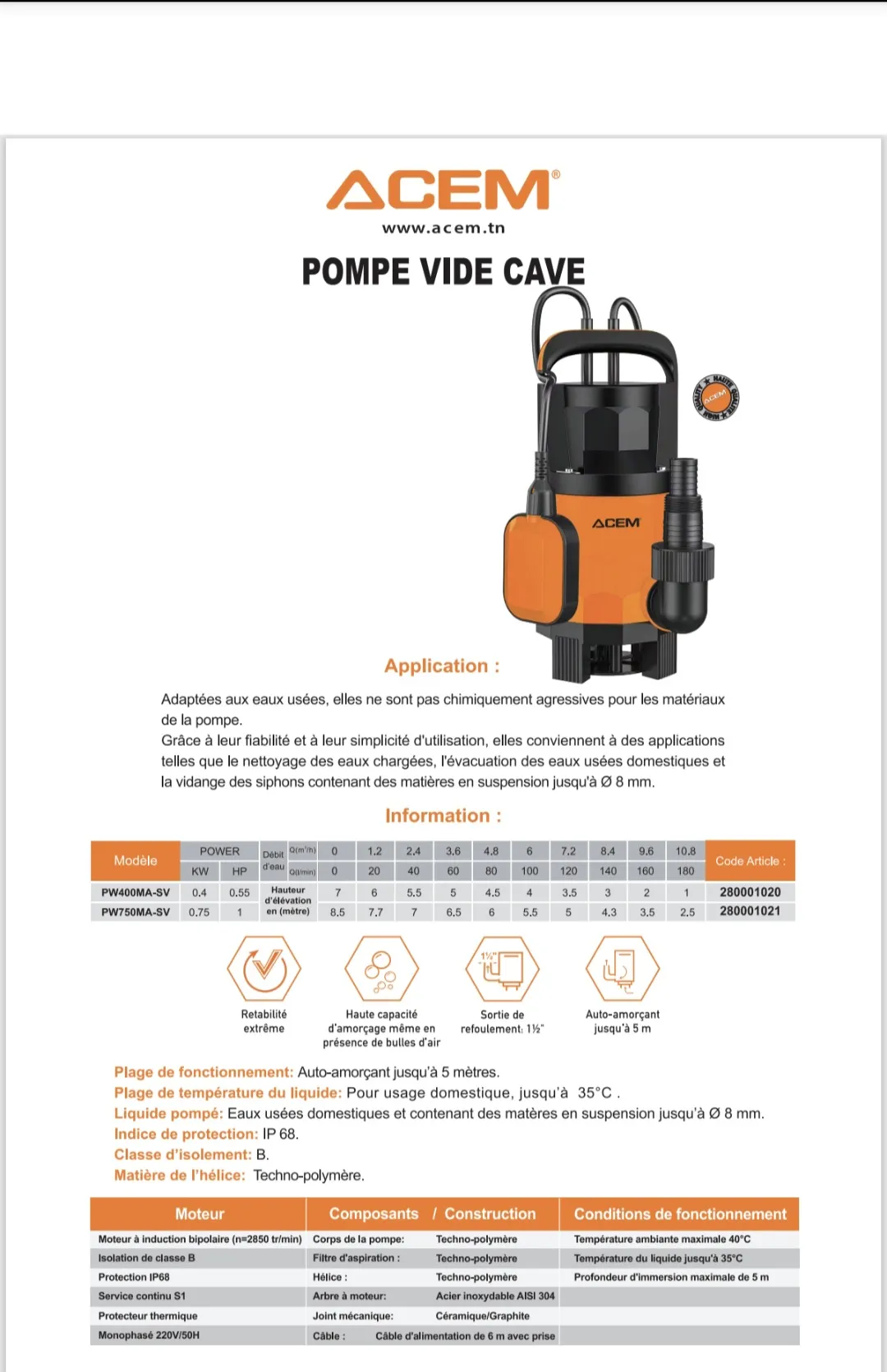 Pompe vide cave 20/21