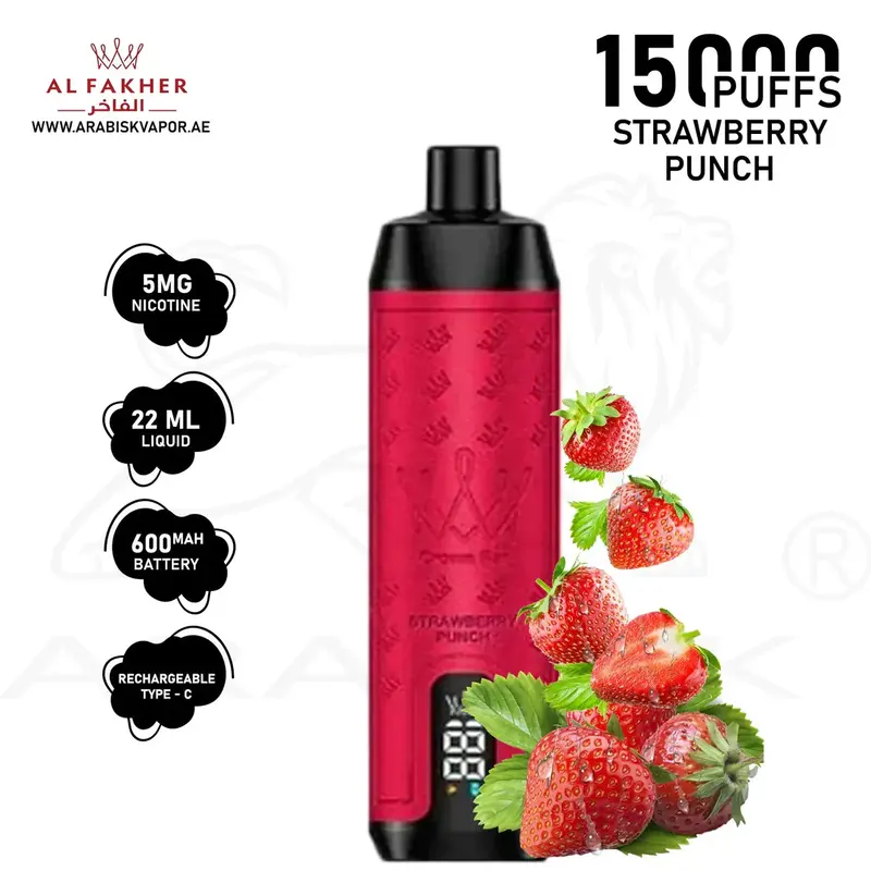 AL FAKHER CROWN BAR PRO MAX 15000 PUFFS 5MG - STRAWBERRY PUNCH