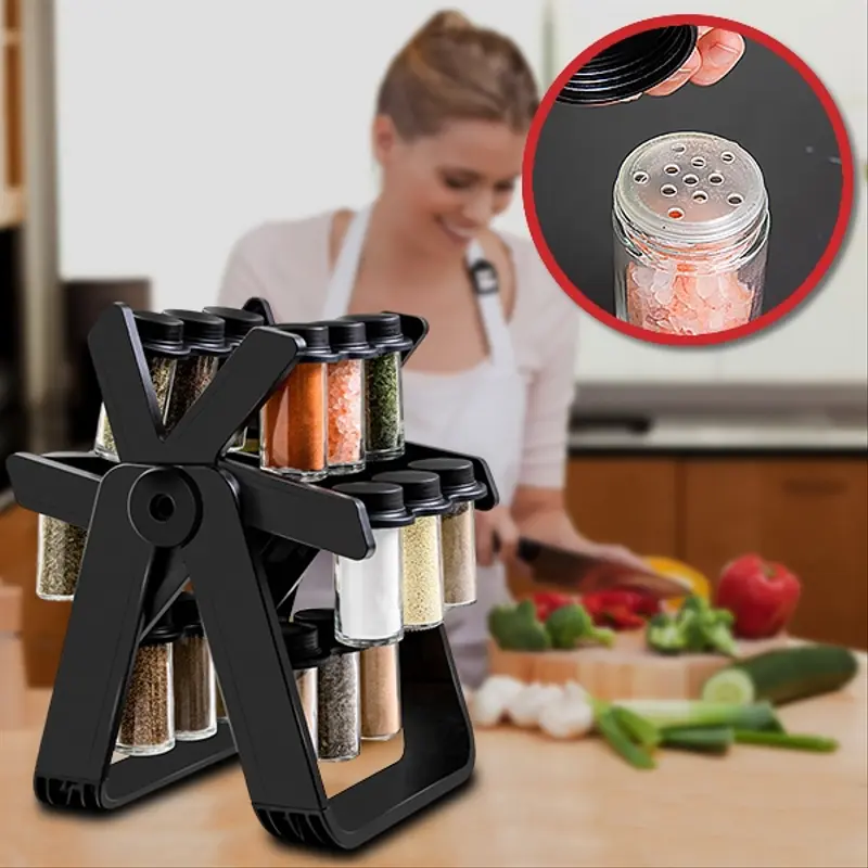 Étagère à épices rotative  + 18 PACKS DE VERRES GRATUITS