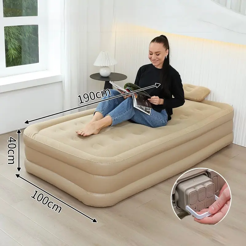 Matelas Gonflable 1 Place avec Oreiller Intégré