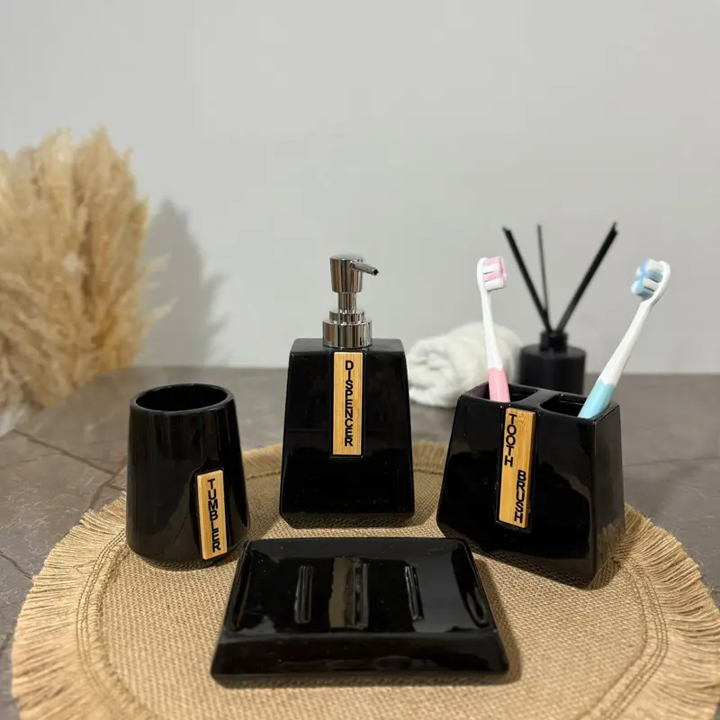 Set Accessoires Salle de Bain 4 Pièces NOIR