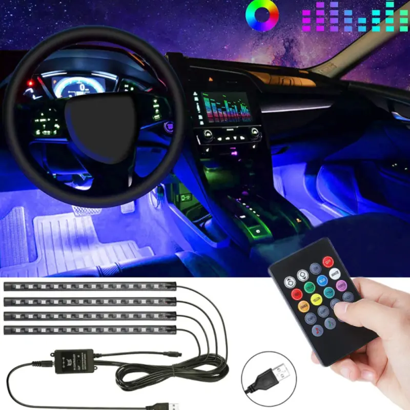 Lampe RGB LED Contrôle Du Son 7 Couleurs Télécommande Atmosphère