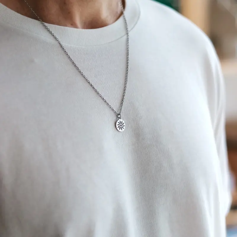 Collier Soleil Homme – Pendentif Cercle Argent Minimaliste bijoux