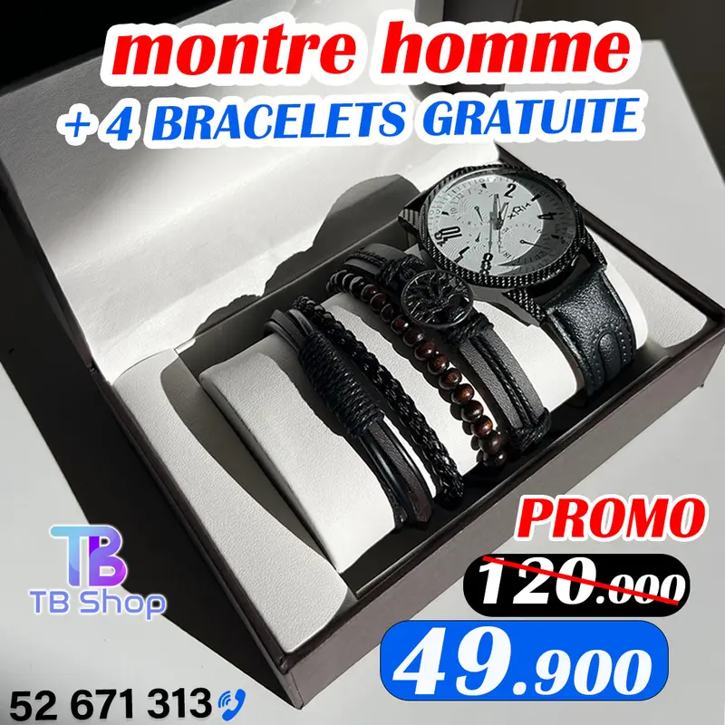 Montre Homme de Haute Qualité avec 4 Bracelets Gratuits 14-4