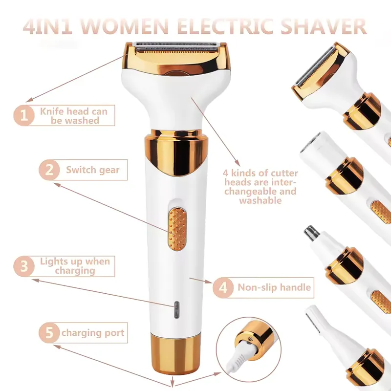 Rasoir Électrique Rechargeable 4 En 1