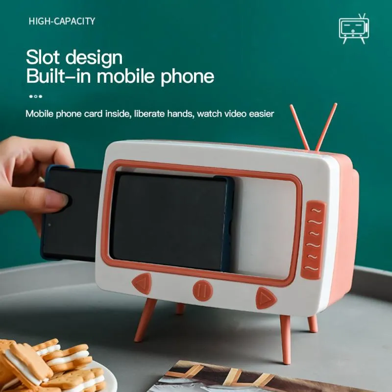 حامل الهاتف في شكل التلفزيون الكلاسيكي 2 في 1