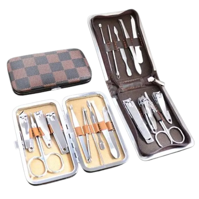 Ensemble de 9 pièces : Coupe-ongles multifonctions en acier inoxydable