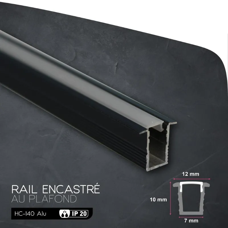 Profilé Noir Encastré 3M GRIS HC-140