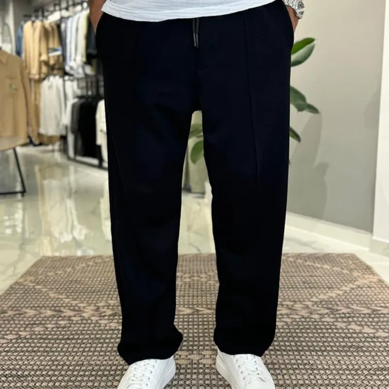 pantalon baggy fin surpique mince noir