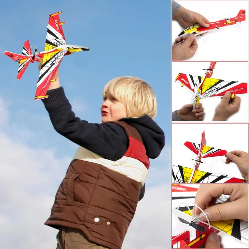 Lot De 12 Avions En Mousse – Planeurs Bombardiers 8 Pouces – Faciles à Assembler – Pour Fêtes, Récompenses Et Compétitions – Dès 3 Ans