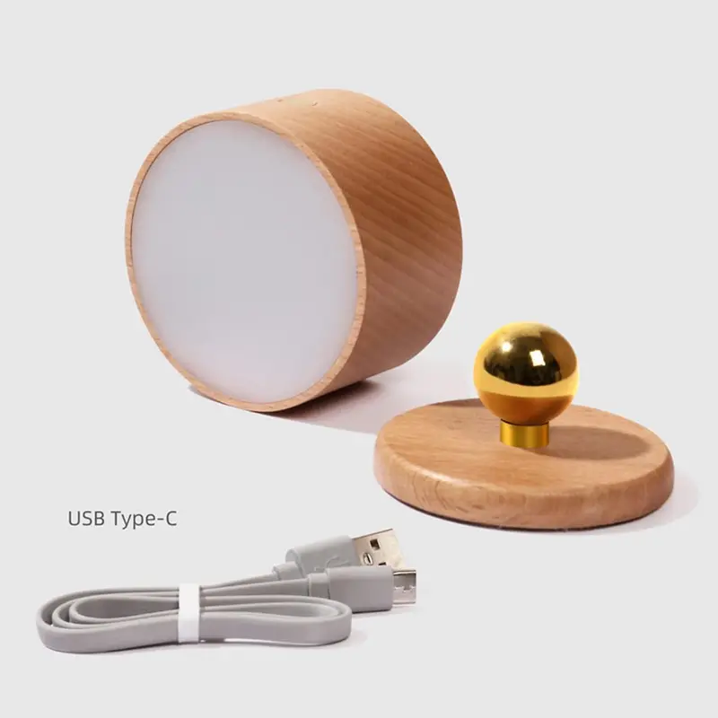 مصباح خشبي مغناطيسي قابل للدوران