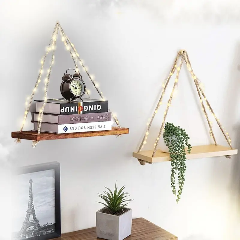 Étagère Lumineuse LED en Bois  – Décoration Écologique et Ambiance Chaleureuse
