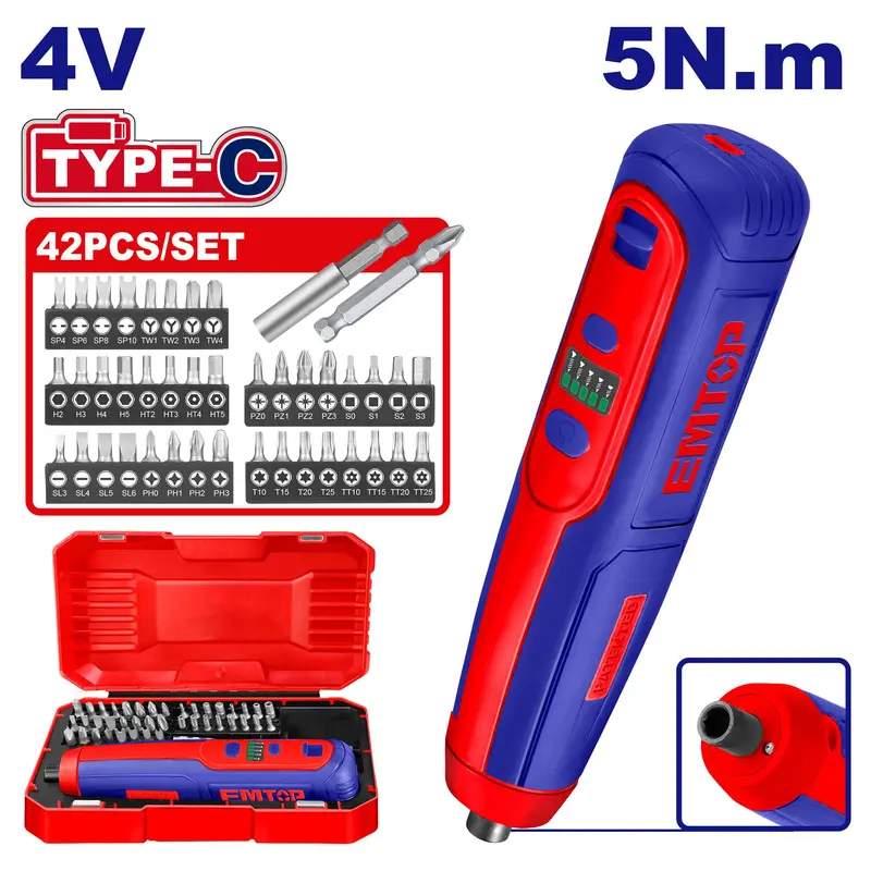 Tournevis électrique EMTOP sans fil 4V rechargeable