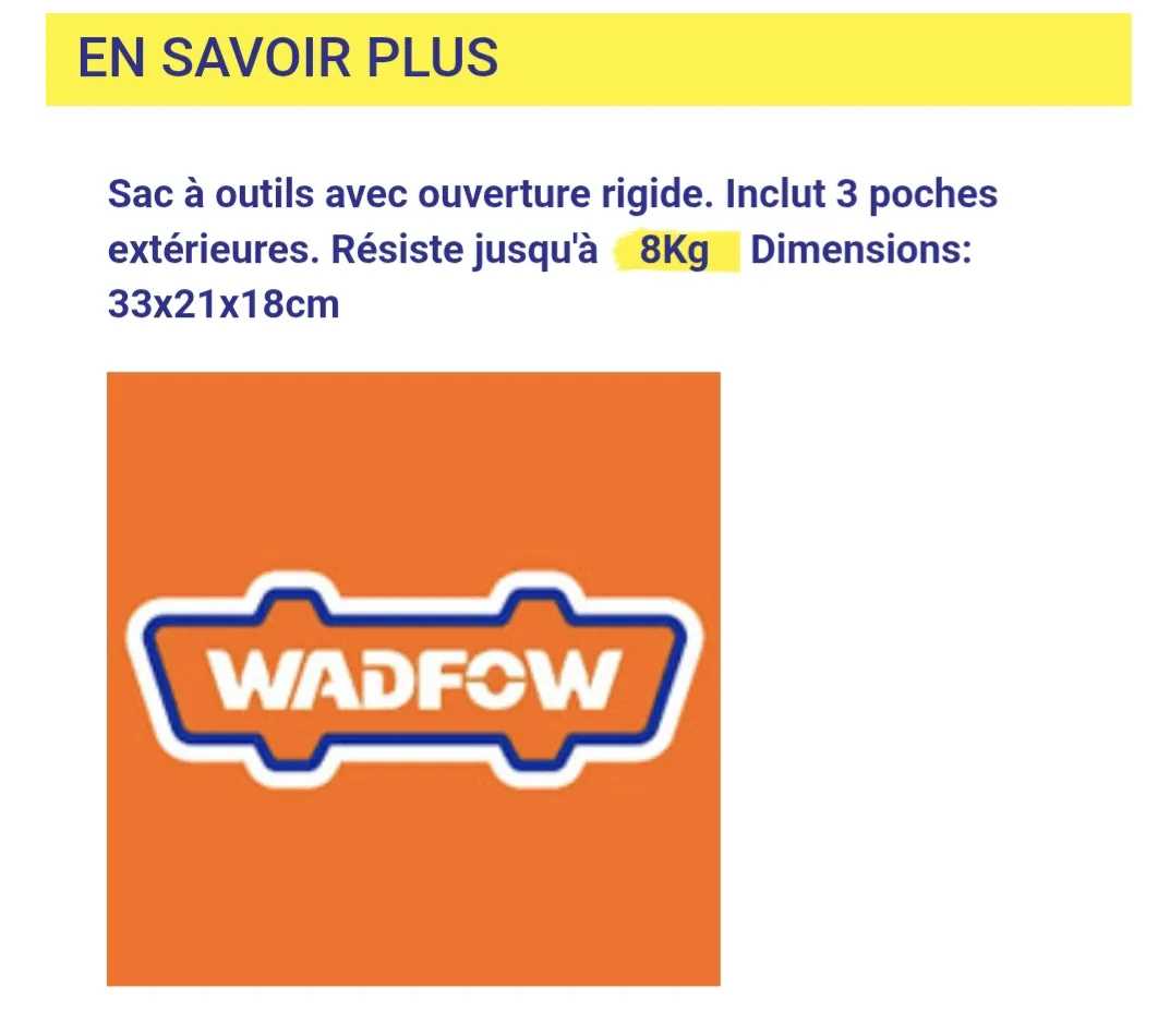 Sac a outil 8kg WTG3113