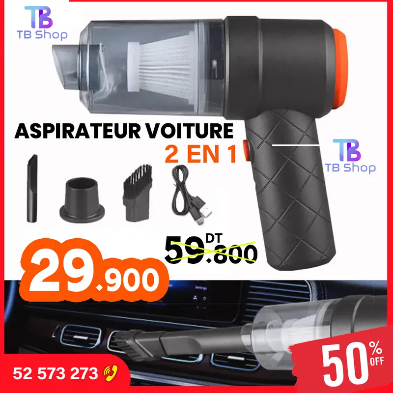 promotion 50% aspirateur de voiture 2 en 1