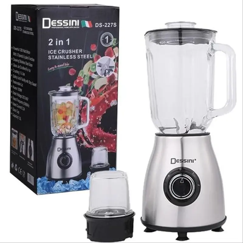 Blender 2en1 en Verre 1.5L – Mixeur Électrique 1200W pour Smoothies et Soupe