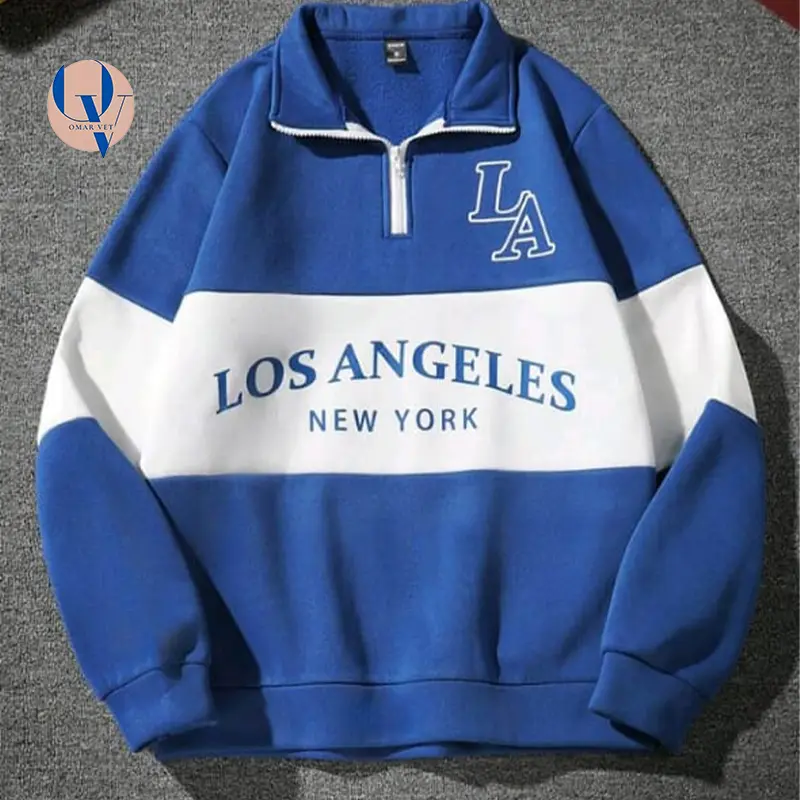 Long Sleeve Zip-Up Half-Placket Casual Hoodie
