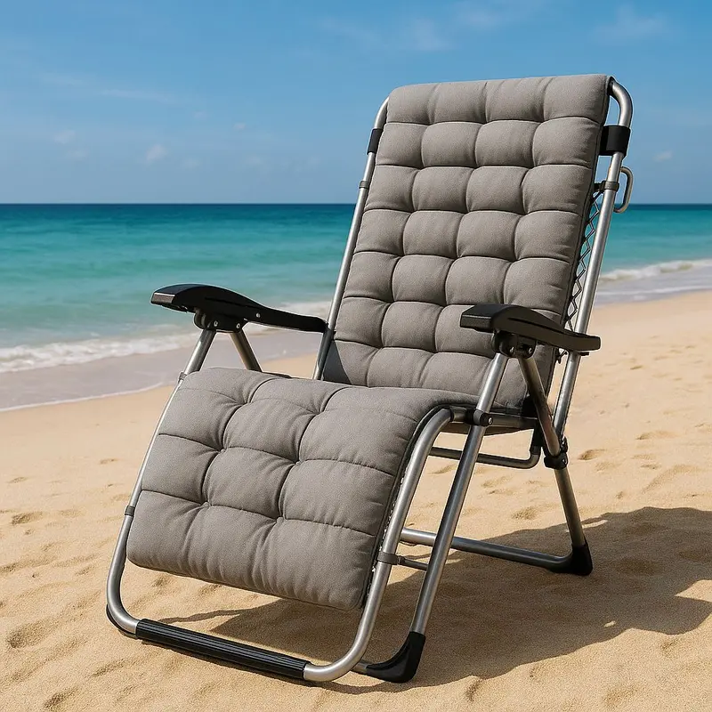 Chaise Longue Pliante avec Coussin Amovible