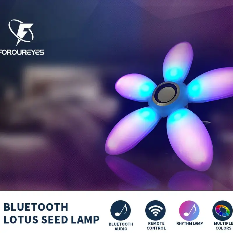 LED Music Light Rhythm Colorful Lights Audio Foldable Bulb