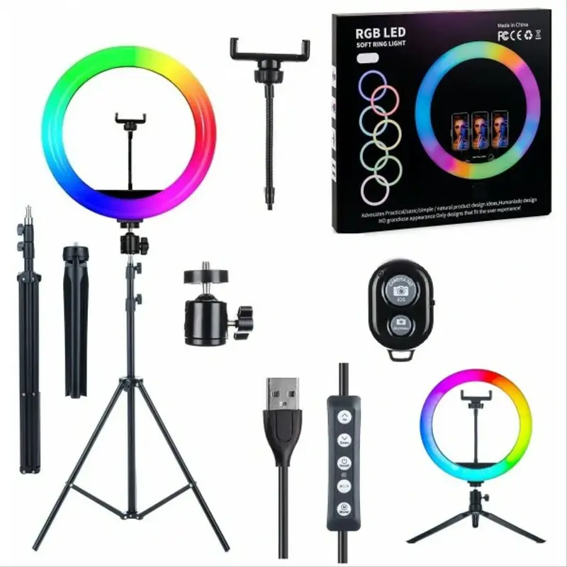 RGB Ring Light LED 33cm – 200 cm trépied MJ30