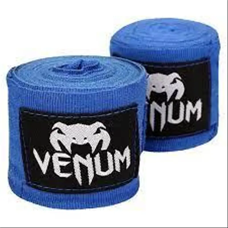 Paire de bandages élastiqué en coton pour MMA et Boxe - 3,5 m bleu