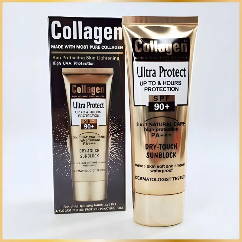 Crème Solaire au Collagène SPF90+ – Haute Protection & Anti-Âge