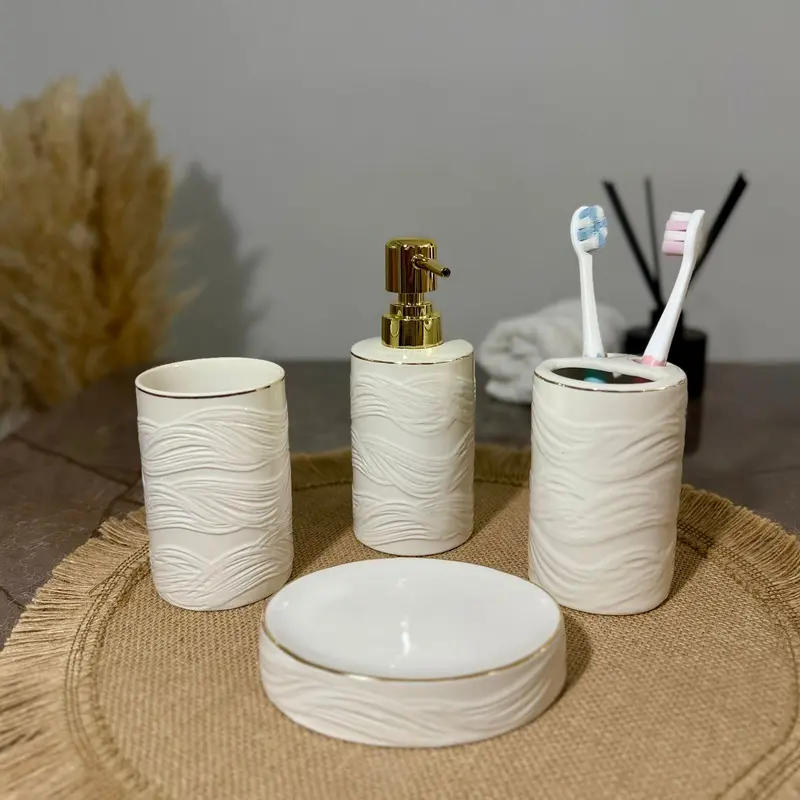 Set Accessoires Salle de Bain 4 Pièces