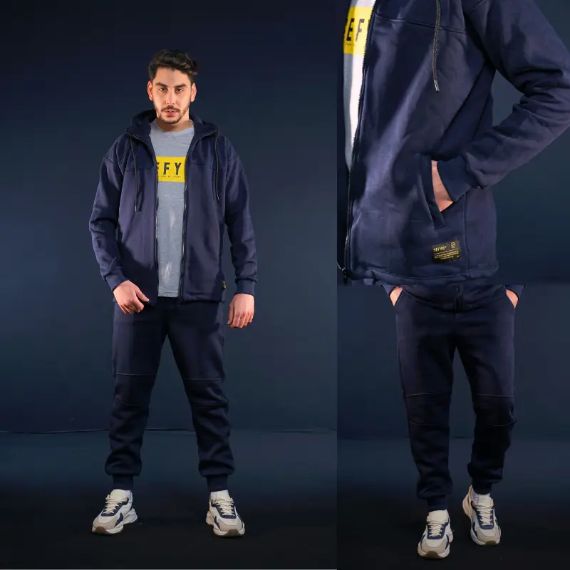 COMBO DECOUPE - veste zip & Pantalon - Moltoné