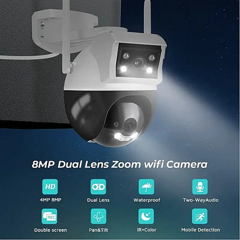 Caméra de Surveillance Double Lens Externe6MP 2K Smart IP