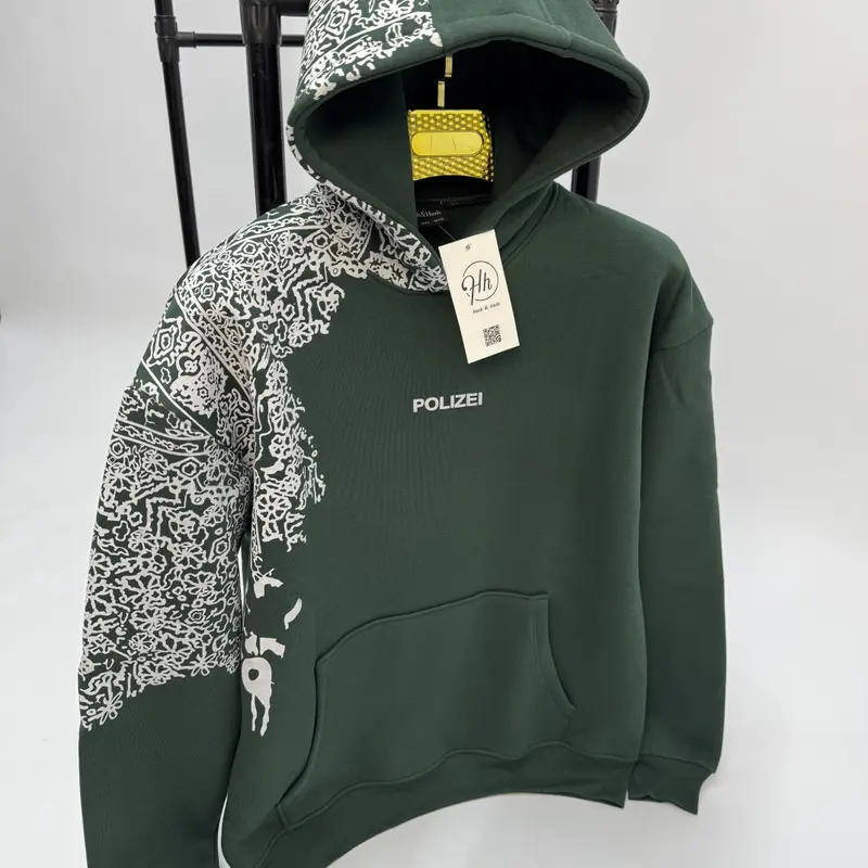 Capuche Polizei En Vert Moltoné graté gramage 320 + capuche double