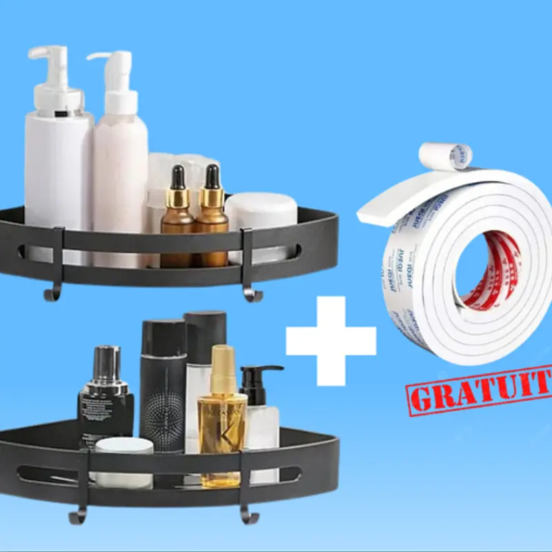 2 Etagères Pour coin de douche + Scotch DF