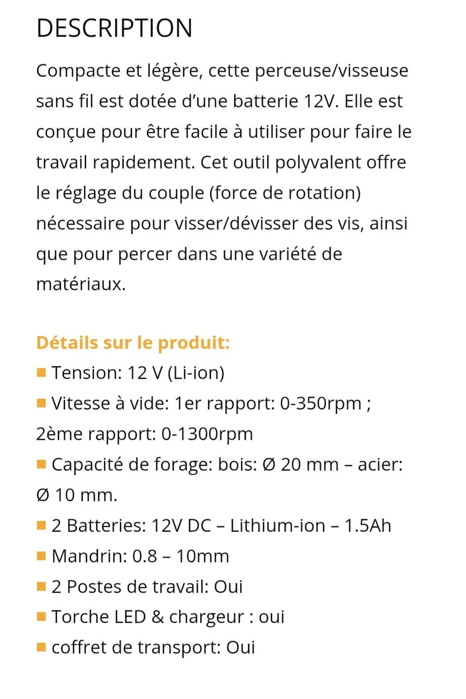 Visseuse sans fil 12V promo