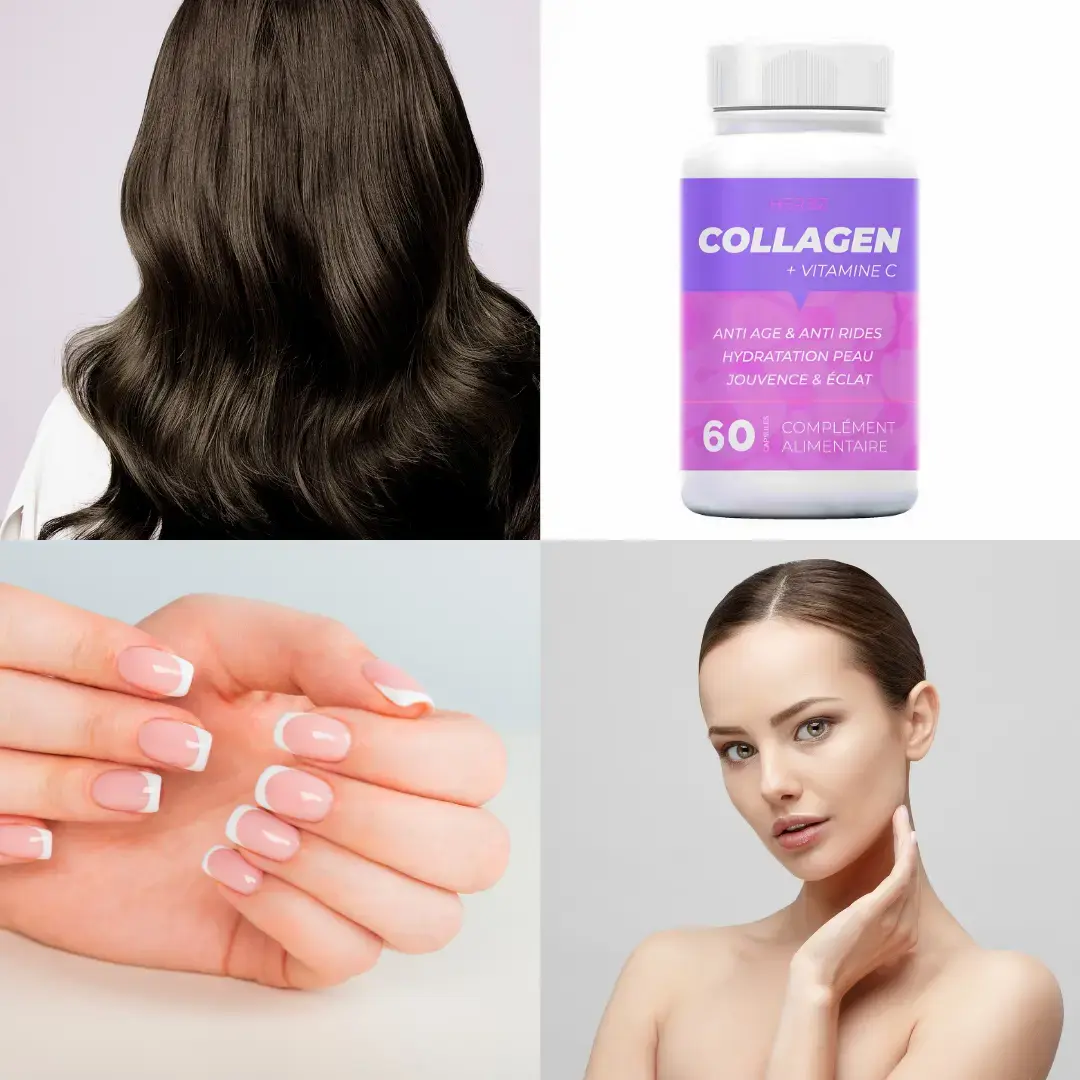 Collagène + Vitamine C En Capsules - Soutien Os, Peau, Cheveux, Ongles - 120 Ou 365 Pilules