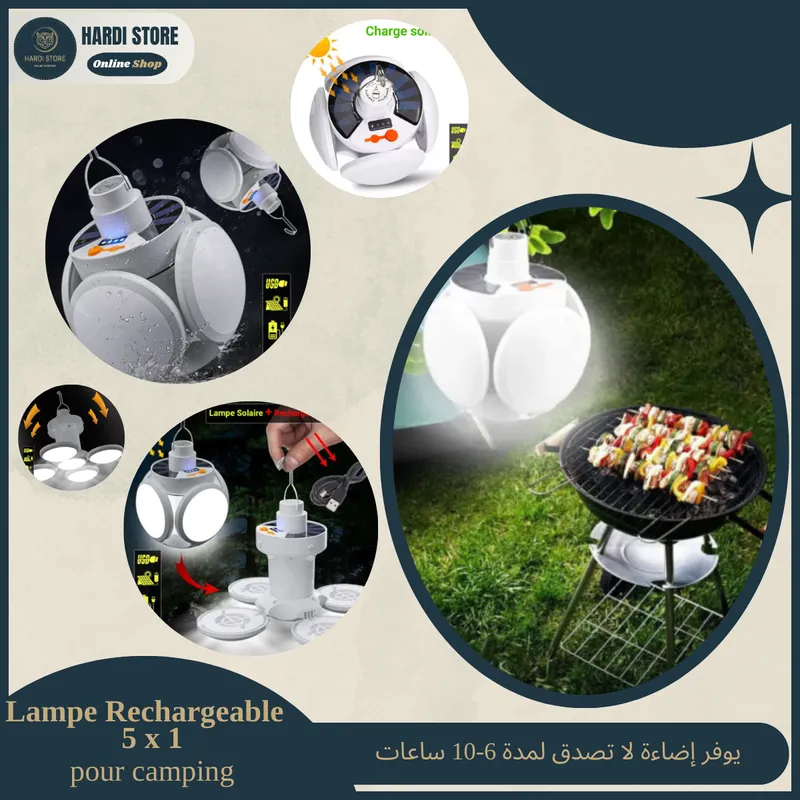 Lampe de Camping Solaire LED et Rechargeable USB