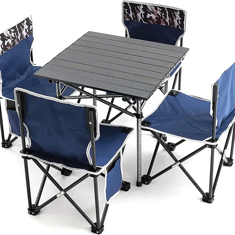 Table de camping + 4 chaises + sac de transport - pliant léger
