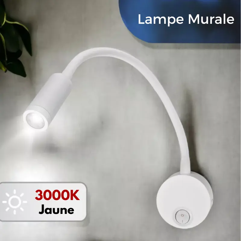 Lampe de Lecture Murale 3W, Flexible lumière jaune