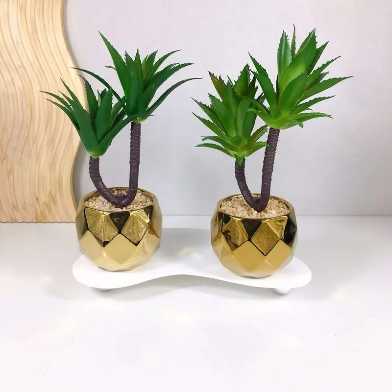 Lot de 2 Plantes Artificielle avec Pot en Céramique