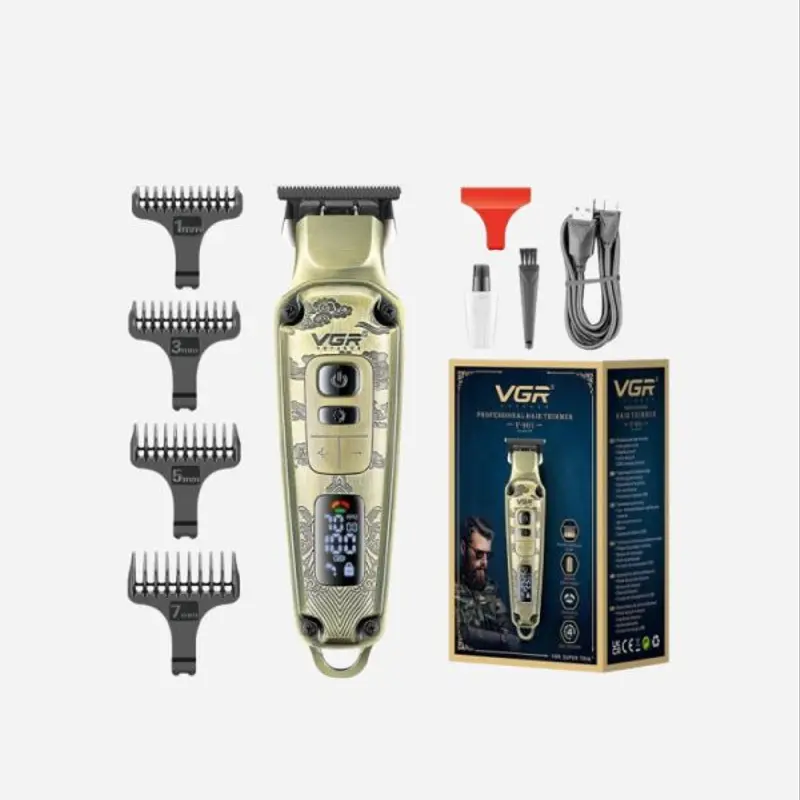 VGR Tondeuse à cheveux professionnel avec boîtier en métal -LED